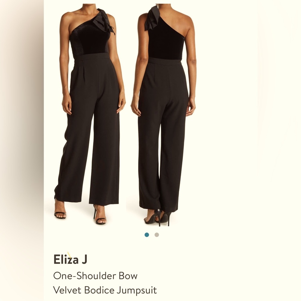Eliza J
One-Shoulder Bow
Velvet Bodice Jumpsuit size 14 NWT